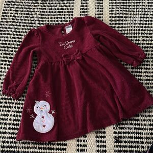 Baby starters Size 24M burgundy Christmas dress snowman dress
